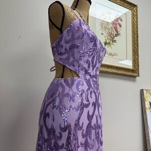Lavender Sequin Halter Dress